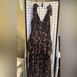 Madewell Black Floral Midi Dress